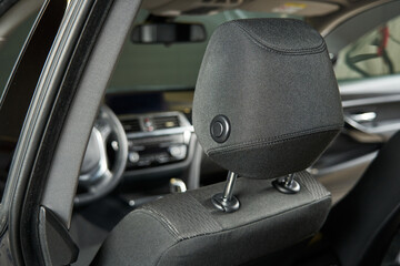 gray car front seat headrest