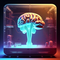 Obraz premium 3D Printing Process of Human Brain Technology