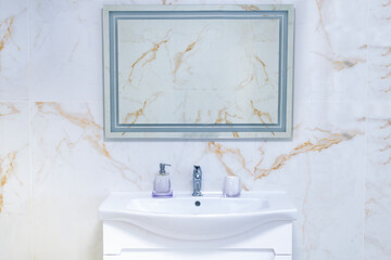 details in the bathroom with all the accessories shot close-up in natural light