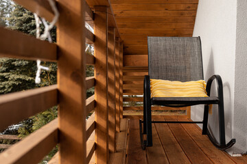 Empty chair balcony hotel furniture mountain lodge