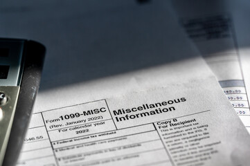 IRS 1099Tax Form for documenting miscellaneous information and income.