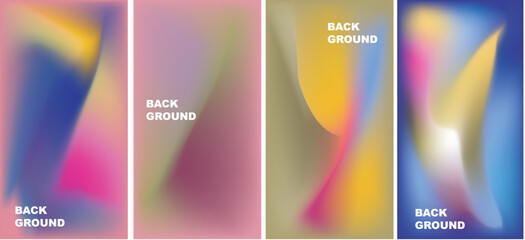 Design backgrounds set with modern abstract blurred color gradient patterns. Templates collection for brochures, posters, banners, flyers and cards. Vector illustration.