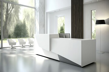 reception desk in a modern office interior