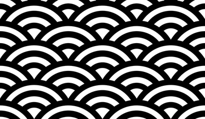 Japanese traditional repeat pattern "Seigaiha"
black and white seamless pattern