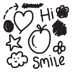 Set of doodle kids and design element for concept design.