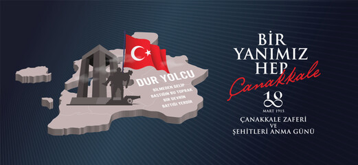 18 mart, canakkale zaferi ve sehitleri anma gunu, vector illustration. English translation ; (18 March, Canakkale Victory Day and martyrs Memorial Day Turkey celebration card.)
