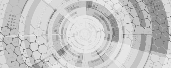 Abstract white background image, technology concept and modern hexagonal network.