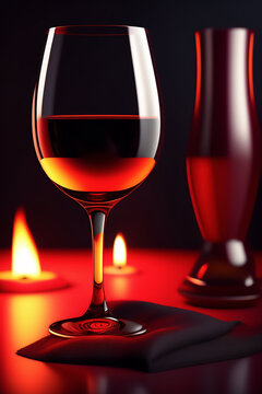 A glass of Red Wine on black background. Generative AI
