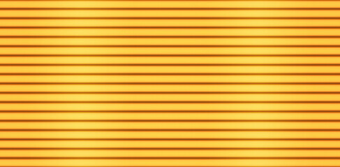 Golden yellow line seamless pattern metal wall. Gold striped siding texture. Glossy metallic fence...