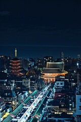 Fototapeta premium 日本、浅草の夜空