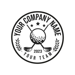 Golf club logo emblem and ball illustration logo on thee.vector, symbol, icon, template