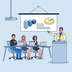 Businessman presentation. A senior manager presenting a project