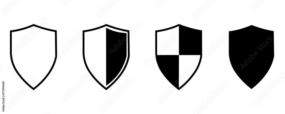 Poster security shield icon set, security shield logos with check mark and lock. security shield symbols. v