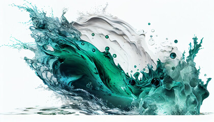 Obraz premium Water green tone on white background. Generative AI