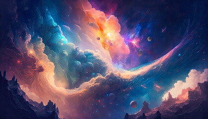 fantasy space sky with beautiful stars and galaxies