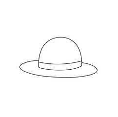 Vector isolated one single simplest panama hat colorless black and white contour line easy drawing