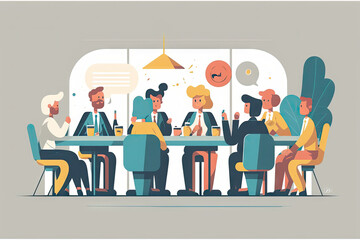 Business people at the meeting - illustration created with Generative AI technology