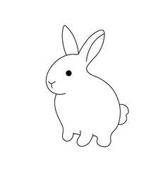 Vector isolated one single cute cartoon lil tiny rabbit hare bunny colorless black and white contour line easy drawing