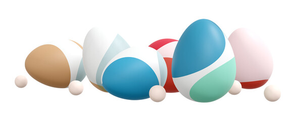 Happy Easter Day decorated with Easter eggs on png background. colorful eggs isolated on transparent background