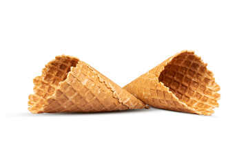 Two ice cream cone isolated on white background. Food.