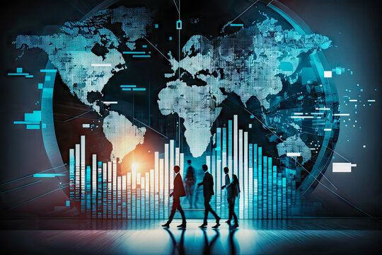 concept of the worldwide business, people on the global map background