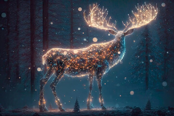 magic deer covered glowing lights