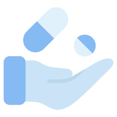 drugs in hand icon illustration. medication symbol