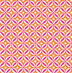 Abstract Retro Geometric Dots Florals Psychedelic Minimalist Seamless Pattern Trendy Fashion Colors Tile Style Concept Perfect for Allover Fabric Print or Wrapping Paper