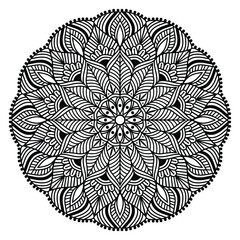 Flower Mandala. Vintage decorative elements. Oriental pattern, vector illustration. Islam, Arabic, Indian, Moroccan, Spain, Turkish, Pakistan, Chinese, mystic, ottoman motifs. Coloring book page.