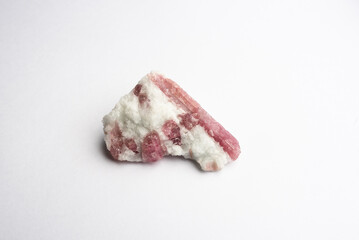 Natural pink Tourmaline on white background