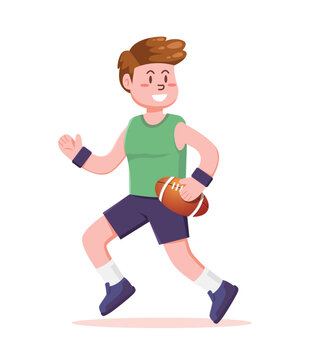 american football player with ball vector illustration
