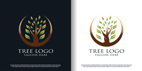 tree logo design with cretive concept premium vector