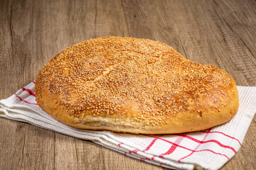 Traditional greek bread ( lagana ), baked for Clean Monday