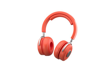 Headphones wireless bright red with silver elements realistic 3d rendering