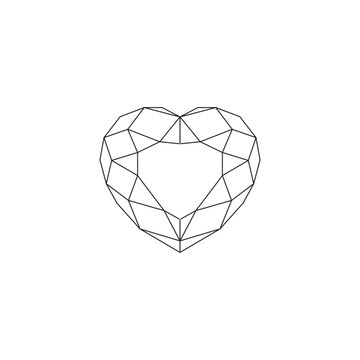 Heart diamond vector drawing. White background.

