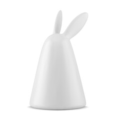White elegant Easter rabbit long ears geometric cone statuette ceramic holiday bauble 3d icon vector