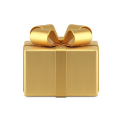 Elegant wrapped gift box festive golden metallic decor element 3d icon realistic vector illustration