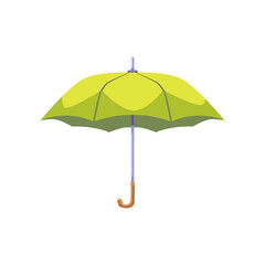 Green rain protection umbrella for autumn flat vector illustration isolated.