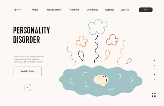 Mental disorders web template. Personality disorder- modern flat vector illustration of person who has lost their identity turned into a puddle. People emotional, psychological, mental traumas concept