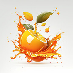 Illustration of an orange in design style. Generative AI.