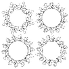 set with frame and painted flowers