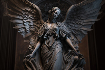 Fallen Angel. statue of angel. digital ai art - obrazy, fototapety, plakaty