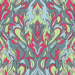 Tribal ikat flower ornament Indian ethnic seamless pattern design