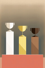ai generated illustration of retro styled  trophy
