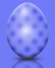 A blue easter egg with a pattern reflecting off the surface. Religion concept, Easter.
