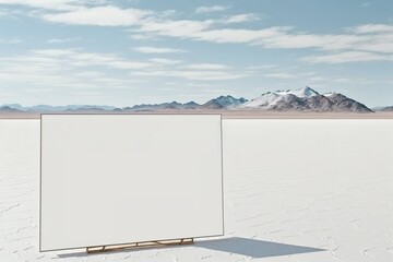 White billboard with copy space for advertisement in the middle salt min in desert location. Generative AI
