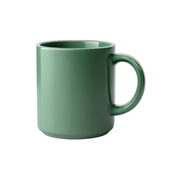Mug mock up. Green ceramic mug. Green mug mock up isolated on transparent background
