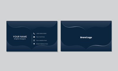 Modern Business Card Creative Clean background Smoth shape dark blue and white color combination lighting gradient