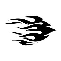 Illustration of Black Fireball. Tribal Flames for Tattoo and Tracery Design on White Background