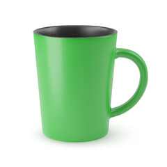 Illustration of Empty Green Coffee Cup or Tea Mug on a White Background. Isolated Mockup with Shadow Effect, and Copy Space for Your Design